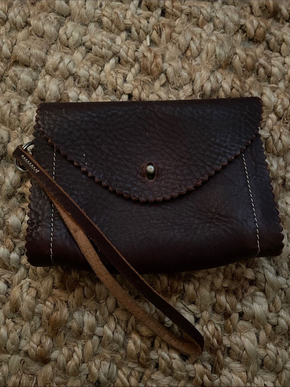 Sundance Dark Brown Leather Wristlet Clutch